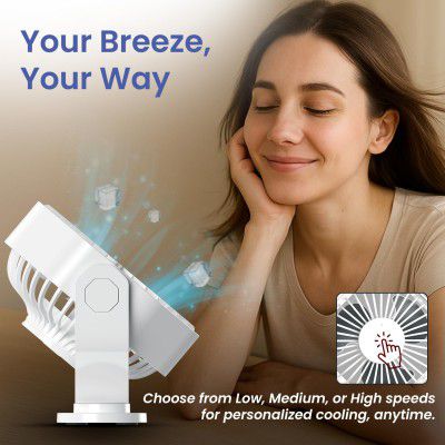 Portronics Chill On, Mini Type-C Powered Table & Hanging Fan