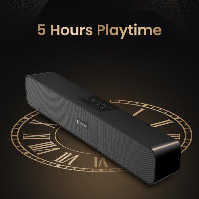 Portronics Decibel 24 | 10W Bluetooth Soundbar Speaker with in Built Mic, HD Sound, Bluetooth 5.3v/USB/TF Card/Aux in, Soundbar (Black)