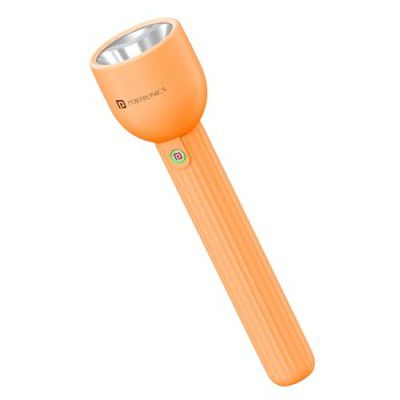Portronics Eco Glow LED Torch Light with USB Rechargeable Battery, Dual-Brightness Levels, SOS Emergency Light Mode , Travel (Orange)
