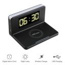 Portronics Freedom 4 Desktop Bedside Wireless Charger with Digital Alarm Clock and LED Lamp, Electrical Powered (Black)...