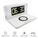 Portronics Freedom 4 Desktop Bedside Wireless Charger with Digital Alarm Clock and LED Lamp (White)...