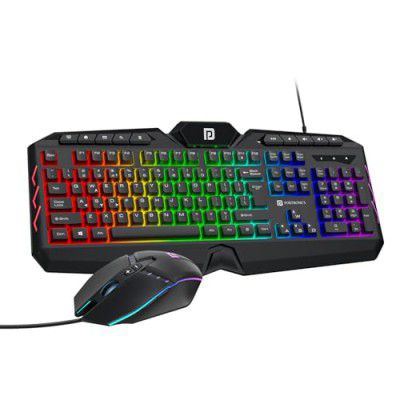 Portronics Ki-Pad 5 Wired Gaming Keyboard & Mouse Combo, 7-Button Mouse Control, 19 Anti-Ghosting, Multimedia Keys, Cool RGB Backlight, 1.5M Cable Length, Compatible with Desktop PCs, Laptops (Black)
