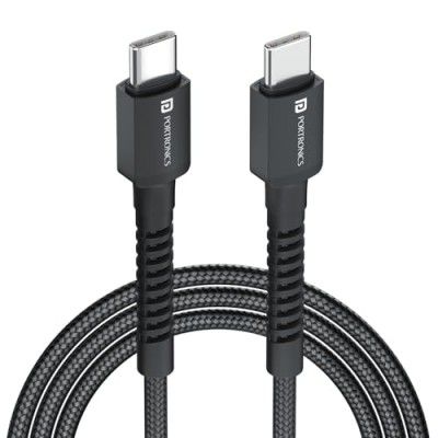 Portronics Konnect X 60W Type C to Type C Unbreakable Nylon Braided Cable