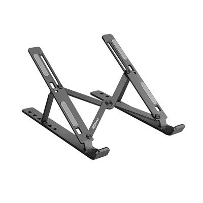 Portronics My Buddy K, a Foldable Height Adjustable Metal Frame Laptop Stand, Ergonomic, OverHeating Protection for Laptops, All Laptops & MacBooks (Grey)