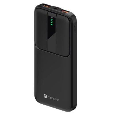 Portronics Power E 10K 10000 mAh,2.4A 12w Slim Power Bank with Dual USB Output Port for iPhone, Anrdoid & Other Devices.(Black)