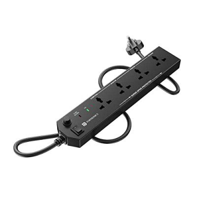 Portronics Power Plate 10 Extension Board 1500 Watts, 6 Amp Multi Plug (Black)