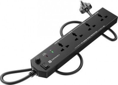 Portronics Power Plate 10 Multi Plug 1500W 4 Socket Extension Boards  (Black, 3 m)