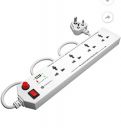 Portronics Power Plate 4 Extension Board with 4 Universal Sockets, USB Charging Port, 1.5 Meter Long Cord, 1500 Watts, Child Safety Shutter, 3 Pin Multi Plug for Home Appliances (White)...