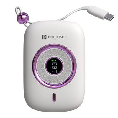 Portronics Power Shutter Pro 35W 10000mAh Super Fast Charging Powerbank with in-Built Type C PD Cable