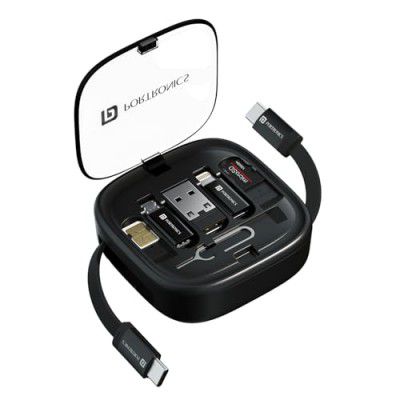 Portronics Snapcase 2 60W Multifunctional Fast Charging Data Cable Kit With Retractable Cable