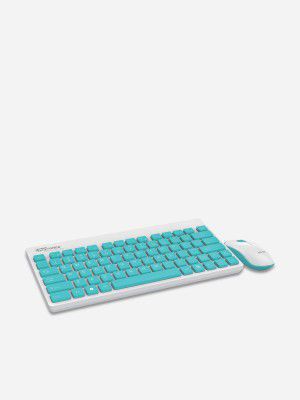 PORTRONICS White & Blue Key2 Wireless Keyboard & Mouse Combo