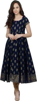 Poshak Women Printed Cotton Blend Flared Kurta