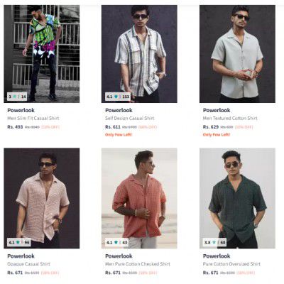 Myntra : Powerlook Mens Casual Shirts Upto 90% Off | Starts At Rs 299