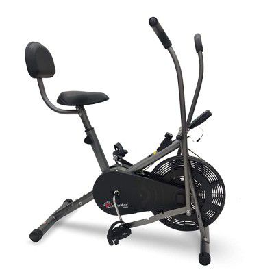 PowerMax Fitess BU-201 Dual Action Air Bike/Exercise Bike with Back Support System for Home Workout