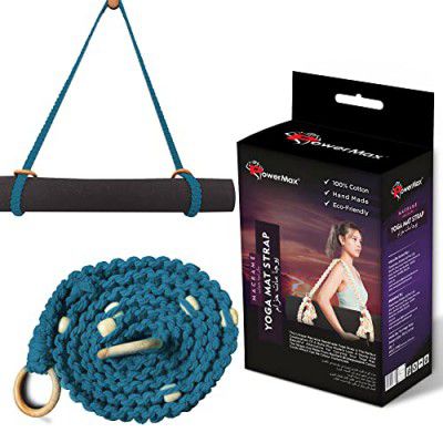 PowerMax Fitness 100% Cotton Macramé Boho Style Hand Woven Yoga Mat Carrying Strap, Multi-Purpose Strap/Carrier for Your Yoga Mat, Exercise Mat and Beach Blanket