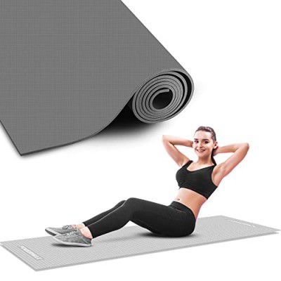 PowerMax Fitness 4mm thick Premium Exercise Grey Colour Yoga Mat, Ultra-Dense Cushioning for Support and Stability in Yoga, Eco-Friendly Non-Slip Yoga Mat for Gym and Any General Fitness(Made In India