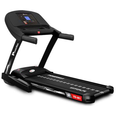PowerMax Fitness TD-M1 (4HP Peak) Pre-installed Motorized Foldable Treadmill for Multifunction Console LCD Display, BT, Speaker, MP3, AUX