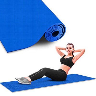 PowerMax Fitness YE6-1.2-BL 6mm Thick Premium Exercise Yoga Mat for Gym Workouts