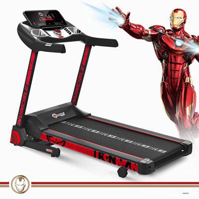 PowerMax X Marvel MTM-2500 Iron Man Edition (4HP Peak) Smart Folding Electric Treadmill with Manual Incline, MP3, Speaker, Exercise Machine for Home Gym and Cardio Training