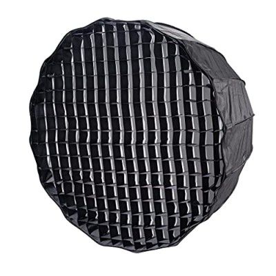 PowerPak 120cm 16 Sides Black/Silver Deep Parabolic Umbrella Softbox with Grid | Quick Setup Collapsible | Bowens Mount |Quick Folding Beauty Dish for Studio Lighting&Photography with Removal Diffuser