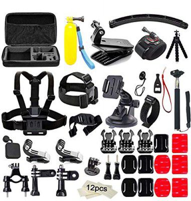 Powerpak 50-in-1 Mounts and Straps Action Camera Accessories Kit | Compatible with Gopro Hero 12/11/10/9/8/7/6/5, SJCAM, Insta360, Osmo, DJI YI Action Camera Accessories Kit