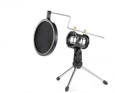 Powerpak F-9 Foldable Desktop Microphone Tripod Stand with Shock Mount Mic Holder 