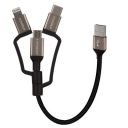 Powerup stay charged 3 in 1 Nylon Small Charging Data Cable 12 cm for Mobile/Car/Laptop/iPhone (Black)...