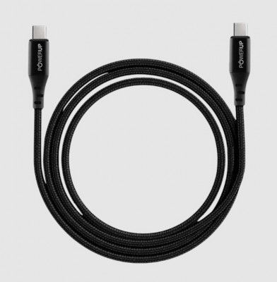 POWERUP Type C to Type C 6.6 Feet (2 M) Cable (Super Fast Power Delivery, Black)
