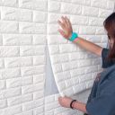 POZET 3D Brick Wallpaper PE Foam self Adhesive Brick Design...