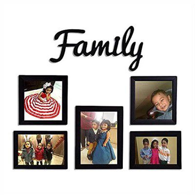 PPD Set of Frames for Wall Family Set of Photo Frames Family Set of 5 Black Photo Frame + MDF Plaque (Black,Set of 5 Frames and 1 Acrylic Plaques) Beautyful Decor Home - by Paper Plane Design