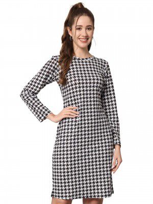 PPTOSS Women's Lycra Fit and Flare One Piece Western Dress