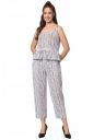 PPTOSS Women's Printed Polyester Rayon Regular Fit Striped Jumpsuit Maxi Dress (White)...