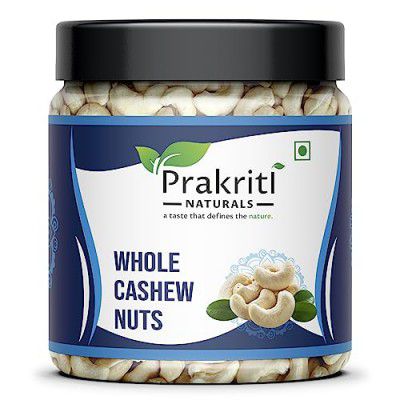Prakriti Naturals 100% Natural & Crunchy Premium Whole Cashews Nutritious | Dry Fruits (Jar Pack) (500)