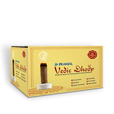 PRANJAL Vedic Cow Dung Dhoop Batti with Natural Herbs, 100% Pure, Organic, Natural (50)