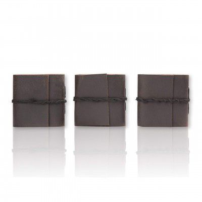 Prastara Pure Genuine Real Vintage Leather Handmade Paper Pocket Miniature Diary for Office Home to Write Poem Daily Update 3X3 inches Combo of 3
