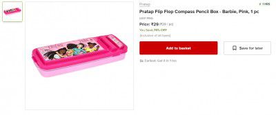 Pratap Flip Flop Compass Pencil Box - Barbie, Pink, 1 pc