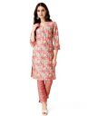 Pratham Blue Kurta Set for Women Cotton Blend Straight Printed Kurta Set for Women with Pant...