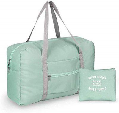 Pravyta Airlines Stylish Foldable Travel Bag for Women & Girls Travelling Duffel Bag Tote Carry on Luggage Sport Duffle Waterproof Nylon Carry-On Compression Pouch Bag (Mint Multicolor)