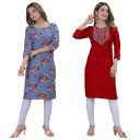 PRAZVIKA Women's Multicolor Crepe Kurta | Pack of 2...