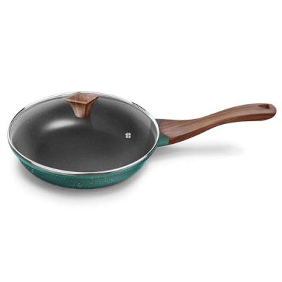 ?Preethi Artistic Collection Die Cast Non Stick Fry Pan, 24 cm,with Glass Lid, 5 Star Non Stick Effect, Cook & Serve, Ocean Green