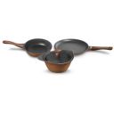 Preethi Artistic Collection Die Cast Non Stick Set, 27 cm Tawa, 24 cm Fry Pan, Kadai 24 cm with Glass Lid, 5 Star Non Stick Effect, Cook & Serve, Earthy Brown...