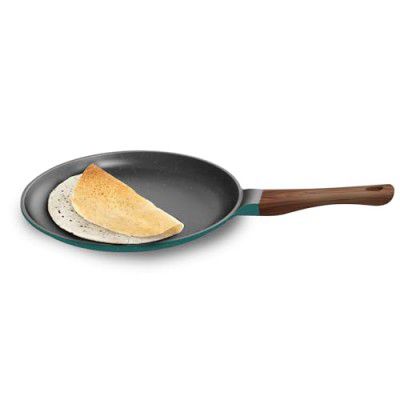 ?Preethi Artistic Collection Die Cast Non Stick Tawa, 27 cm, 5 Star Non Stick Effect, Cook & Serve, Ocean Green
