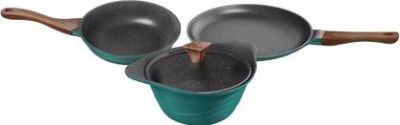 Preethi Artistic Die Cast Non Stick With Glass Lid Non-Stick Coated Cookware Set  (Aluminium, 3 - Piece)