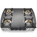 Preethi Blu Flame Jumbo Glass top 4 Burner Gas Stove, Manual Ignition, Black...