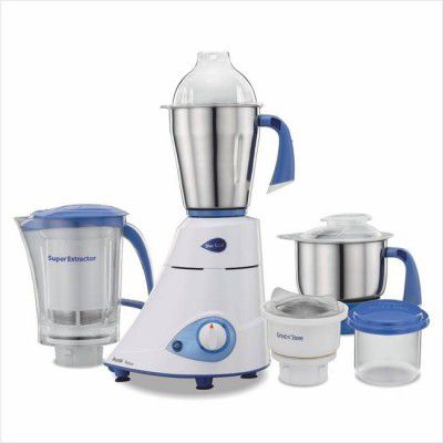 Preethi Blue Leaf 750 W Mixer Grinder  (MG139_ | 4 Jars | White/Blue)