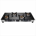Preethi Bluflame Jumbo Max Black Glass Top Steel 4 Brass Burner Gas Stove...