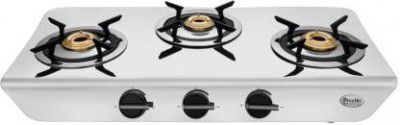 Preethi byPREETHI Preethi Stylo steel slim stainless steel 3 Burner Gas Stove 
