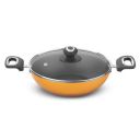 Preethi Dura Collection Non Stick Kadai, 24 cm, with Glass Lid, Gas & Induction Compatible, 5 Star Non Stick Effect, Turmeric Yellow...