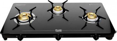Preethi Luxe pro 3 Burner Glass Manual Gas Stove  (3 Burners)