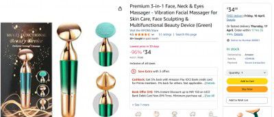 Premium 3-in-1 Face, Neck & Eyes Massager - Vibration Facial Massager for Skin Care, Face Sculpting & Multifunctional Beauty Device (Green)
